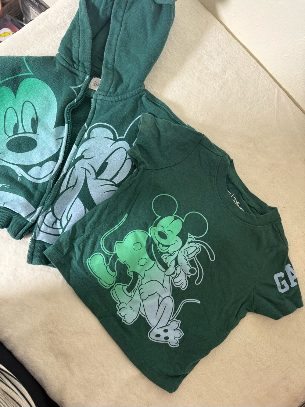 GAP Kids Green Mickey Mouse Graphic Tee & Hoodie Set